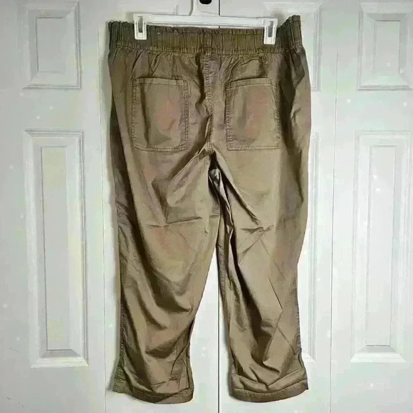 NWT Lane Bryant Women’s 18/20 Crop Pants tan khaki brown flat front pockets - Picture 2 of 6